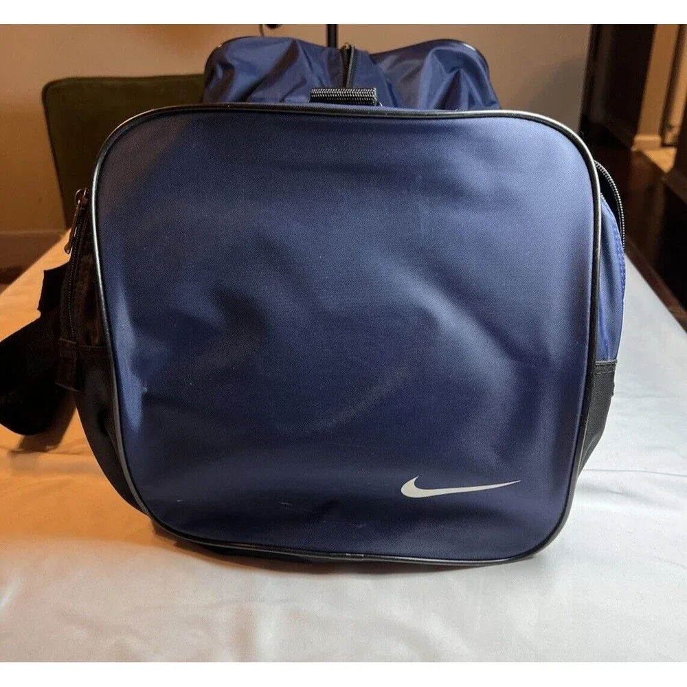 Vintage‎ Nike Swoosh Logo Duffle Gym Bag Color Nylon Blue Tag 18